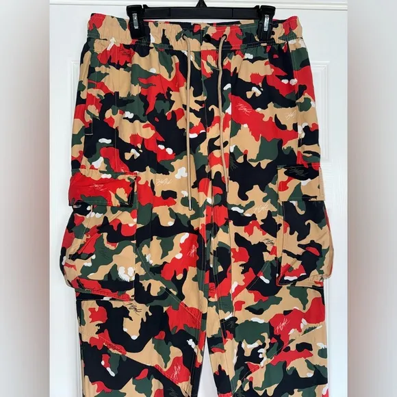 Air JORDAN Flight Heritage Tan Red Green Black Camo Cargo Pocket Pant STREETWEAR