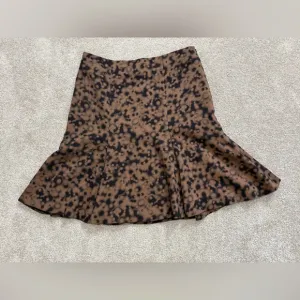 Akris Punto - Brown/Black Abstract Print - Fit &amp; Flare Wool Skirt - size 6