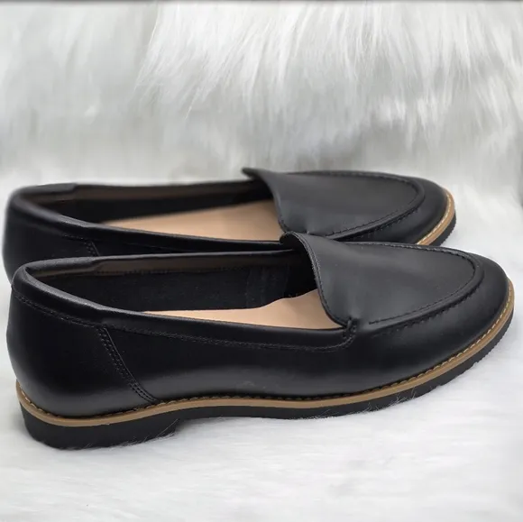 Aldo Black Sleek Leather Flats/ Loafers -- Size 8.5