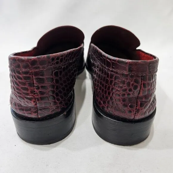 Aldo Womens Leather Snake Skin Chunky Loafers Size 9 Red Dark Academia Preppy