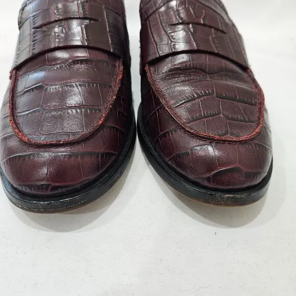 Aldo Womens Leather Snake Skin Chunky Loafers Size 9 Red Dark Academia Preppy