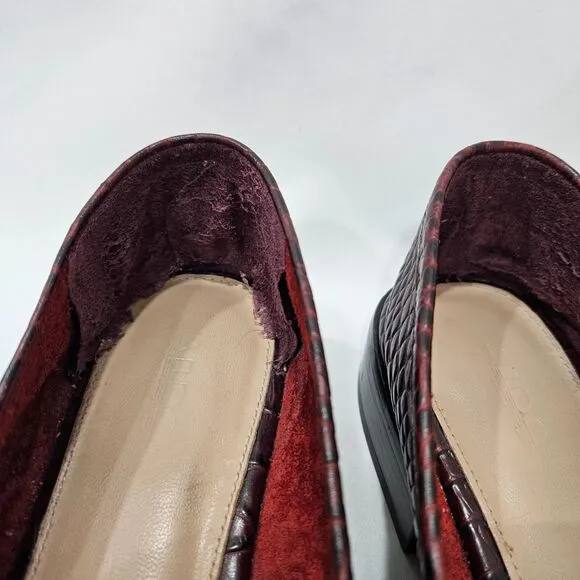 Aldo Womens Leather Snake Skin Chunky Loafers Size 9 Red Dark Academia Preppy