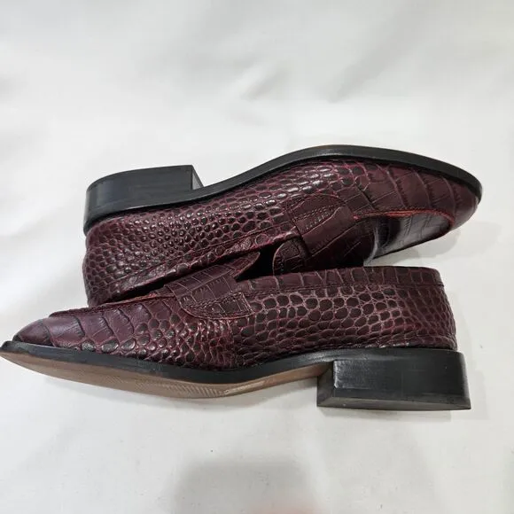 Aldo Womens Leather Snake Skin Chunky Loafers Size 9 Red Dark Academia Preppy