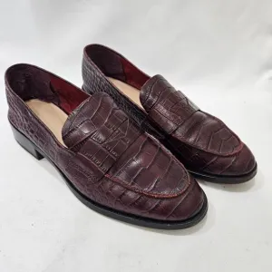 Aldo Womens Leather Snake Skin Chunky Loafers Size 9 Red Dark Academia Preppy