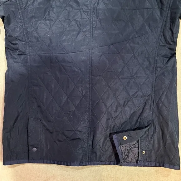 ALEGRI Quilted Italian Puffer Utility Jacket Coat Navy W/ Leather Collar 46/XL