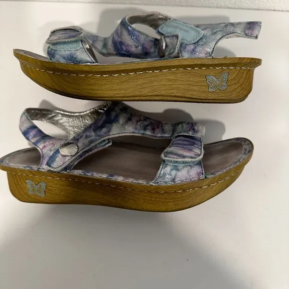Alegria by PG Lite Ken 298W Leather Wedge Sandals MultiColor EUR 37 US Sz 7-7.5W