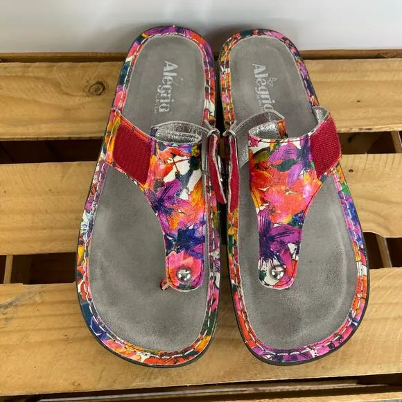 Alegria Carina Iris Floral Thong Sandals CAR-135 size 41