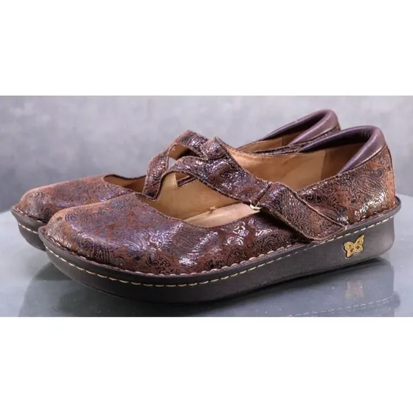 Alegria Gil-562 Women's Mary Jane Loafers Shoes Size EU 40 US 10 Leather Floral