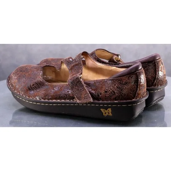Alegria Gil-562 Women's Mary Jane Loafers Shoes Size EU 40 US 10 Leather Floral