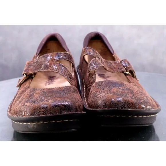Alegria Gil-562 Women's Mary Jane Loafers Shoes Size EU 40 US 10 Leather Floral
