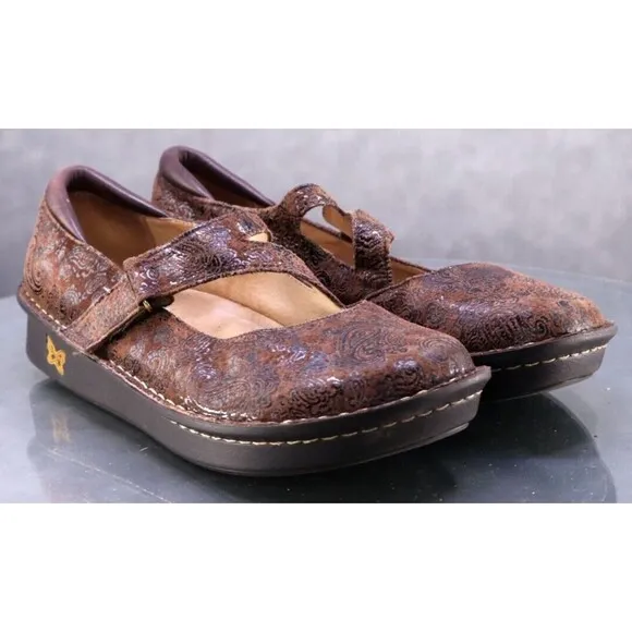 Alegria Gil-562 Women's Mary Jane Loafers Shoes Size EU 40 US 10 Leather Floral