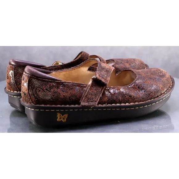 Alegria Gil-562 Women's Mary Jane Loafers Shoes Size EU 40 US 10 Leather Floral