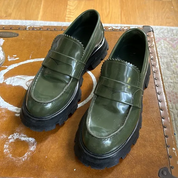 Alexander McQueen Green Lug-sole Loafers