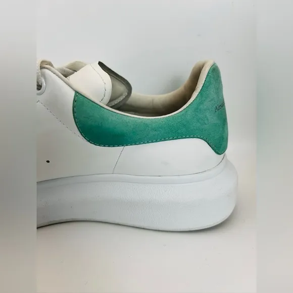 Alexander McQueen Low Top Platform Oversized Sneakers White with Teal 43