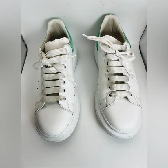 Alexander McQueen Low Top Platform Oversized Sneakers White with Teal 43