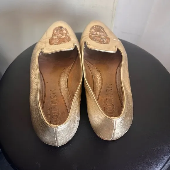 Alexander McQueen Metallic Skull Flat Loafers Size 36