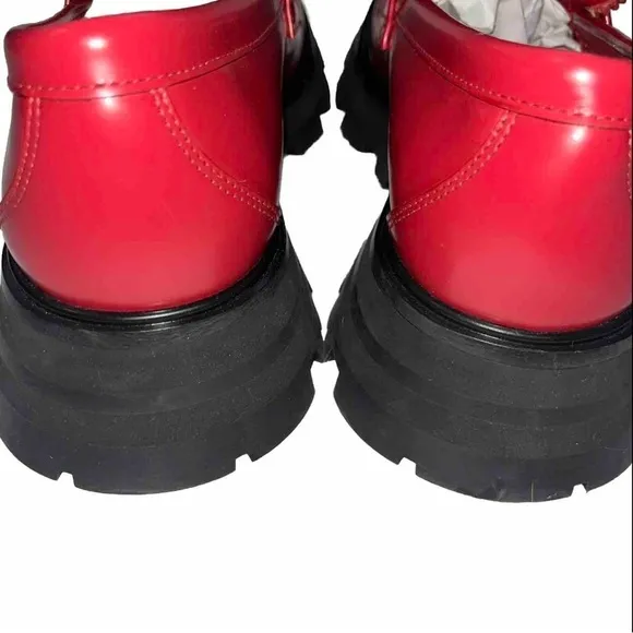 ALEXANDER MCQUEEN Wander loafer maroon red 7.5 shoe leather lugged sole NWOB NEW