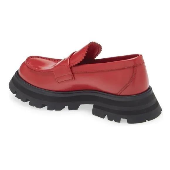 ALEXANDER MCQUEEN Wander loafer maroon red 7.5 shoe leather lugged sole NWOB NEW