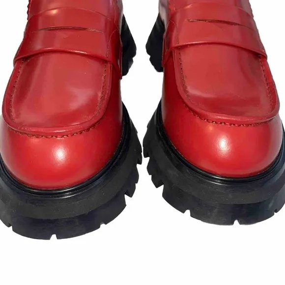 ALEXANDER MCQUEEN Wander loafer maroon red 7.5 shoe leather lugged sole NWOB NEW