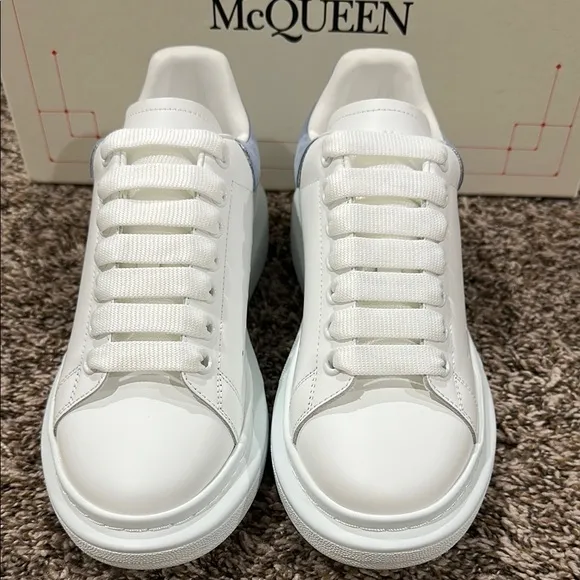 Alexander McQueen White and Blue Sneakers