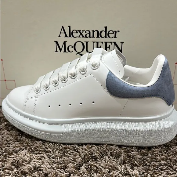 Alexander McQueen White and Blue Sneakers