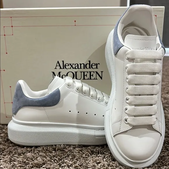Alexander McQueen White and Blue Sneakers