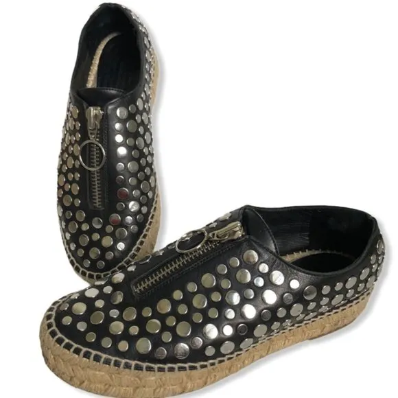 Alexander Wang Black Studded Espadrilles-Sz 36