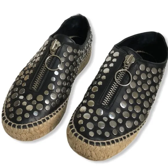 Alexander Wang Black Studded Espadrilles-Sz 36