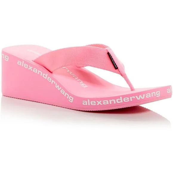Alexander Wang Womens AW Wedge Flip Flop Pink Slip On Thong Sandals New