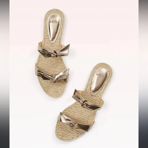 Alexandre Birman Clarita Braided Luna Flats/Sandals - Gold - Size 10
