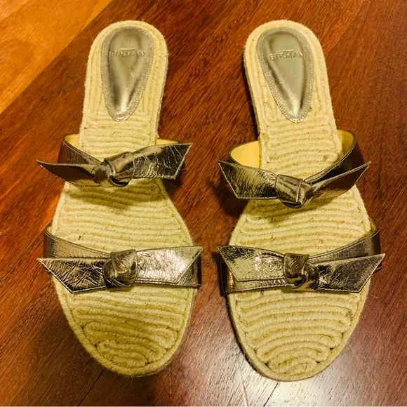 Alexandre Birman Clarita Braided Luna Flats/Sandals - Gold - Size 10