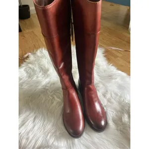 Alfani Womens 7.5 Wide Calf Brown Leather Knee High Zip Up Riding Boots new