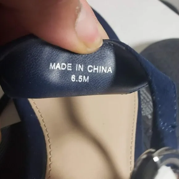 Alfani Womens Hayydenf Navy Open Toe Thong Slingback Buckle Flat Sandals Sz 6.5