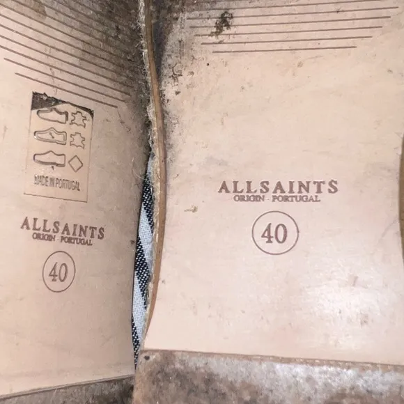 All Saints Black Leather Ankle Tie Up Espadrilles Shoes size 40 Authentic