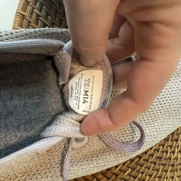 Allbirds NWOB Men Tree Skippers Size 14 Light Grey Purple Breathable Washable