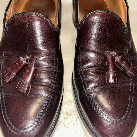 Allen Edmonds Grayson Burgundy Tassel Leather  Business Loafers Size 9.5 E