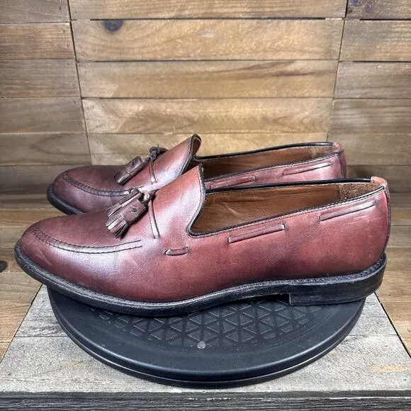 Allen Edmonds Grayson Tassel Loafers Mens Sz 11 D Burgundy Leather Dress Shoes
