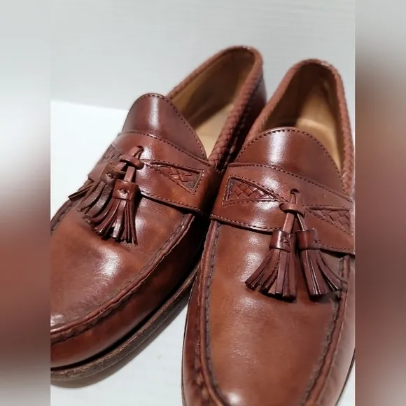 Allen Edmonds Maxfield Tassel Loafers 11 B  Braided Edge Walnut Brown Leather