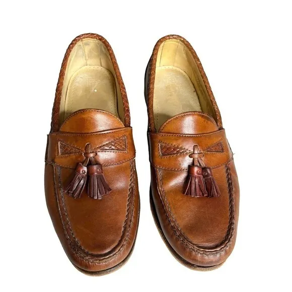 ALLEN Edmonds Men’s Leather Maxfield Chili Loafers 11 #47716 Braided Trim Tassel
