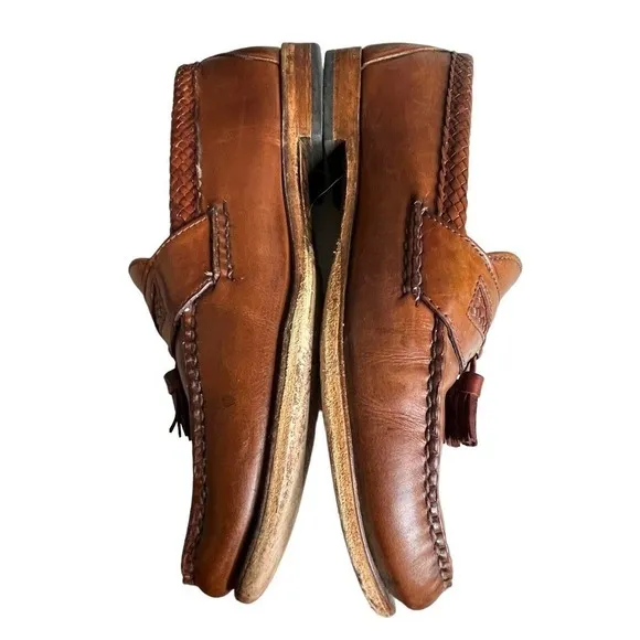 ALLEN Edmonds Men’s Leather Maxfield Chili Loafers 11 #47716 Braided Trim Tassel