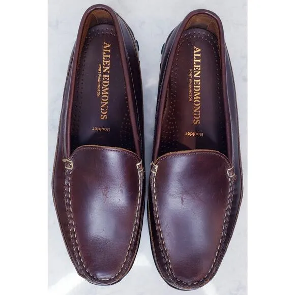 ALLEN EDMONDS PORT WASHINGTON Boulder Brown Leather Slip On Loafers Men's 9.5