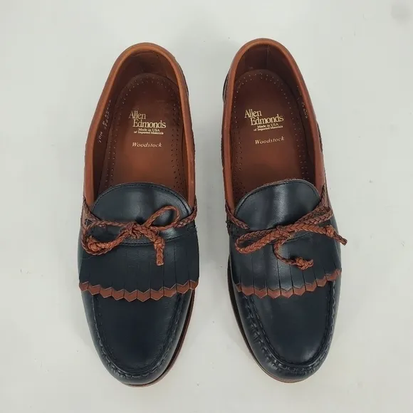 Allen Edmonds Shoes Men 10.5D Woodstock Leather Kiltie Braided String Loafers