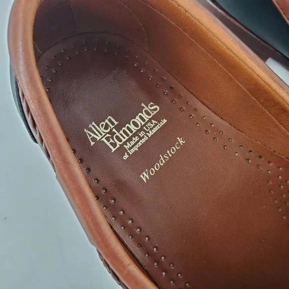 Allen Edmonds Shoes Men 10.5D Woodstock Leather Kiltie Braided String Loafers