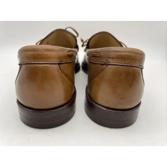 Allen Edmonds Tan Light  Brown‎ Leather Kiltie Tie Boat Loafesr Size 9D