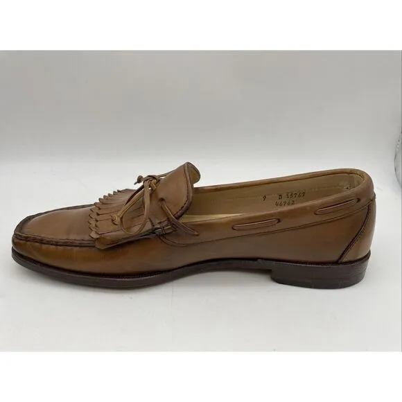 Allen Edmonds Tan Light  Brown‎ Leather Kiltie Tie Boat Loafesr Size 9D
