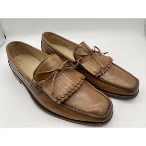 Allen Edmonds Tan Light  Brown‎ Leather Kiltie Tie Boat Loafesr Size 9D