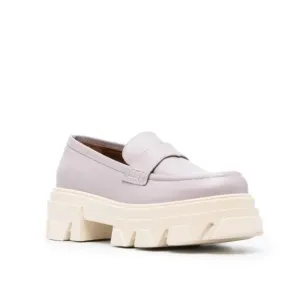 Alohas Trailblazer Loafers Platform in Mauve Pastel Purple Ivory Leather Size 39