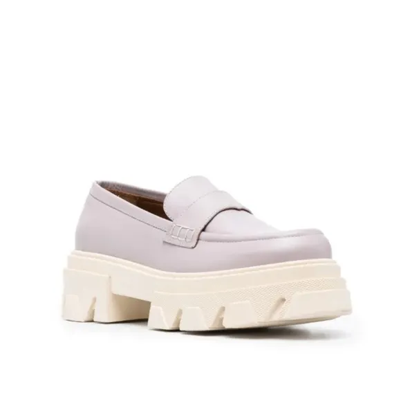 Alohas Trailblazer Loafers Platform in Mauve Pastel Purple Ivory Leather Size 39