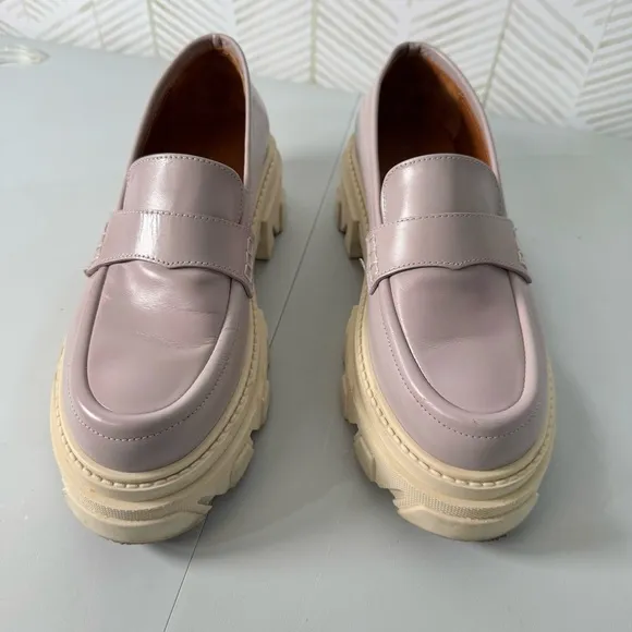 Alohas Trailblazer Loafers Platform in Mauve Pastel Purple Ivory Leather Size 39