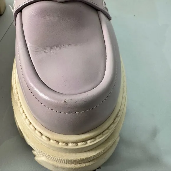 Alohas Trailblazer Loafers Platform in Mauve Pastel Purple Ivory Leather Size 39